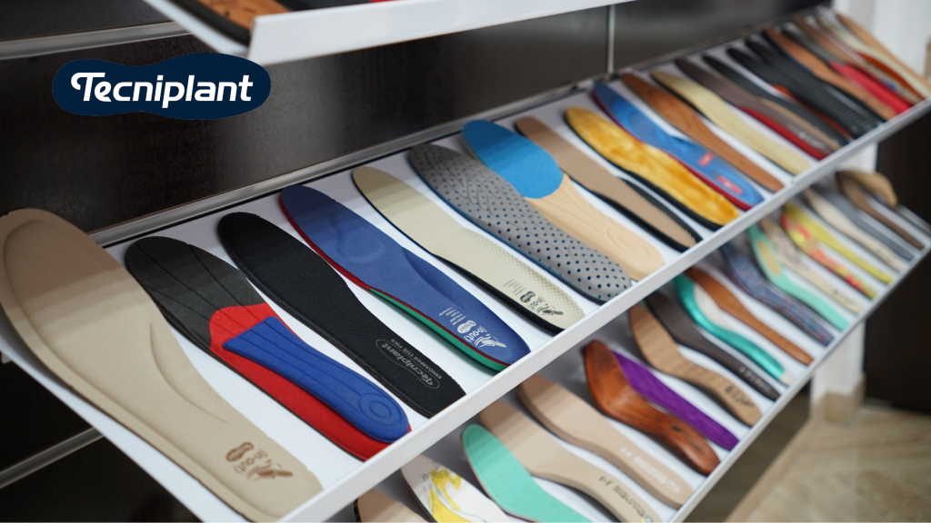 Muestrario de plantillas ecol贸gicas y t茅cnicas fabricadas por Tecniplant, fabricante de plantillas en Alicante especializado en confort y sostenibilidad.